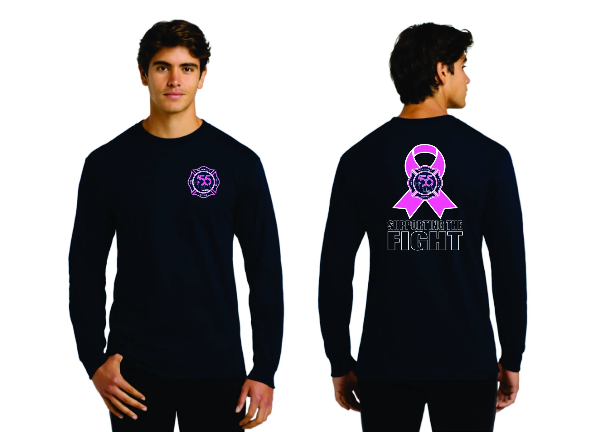 Box 55 Association Breast Cancer Supporting the Fight Long Sleeve T-Shirt