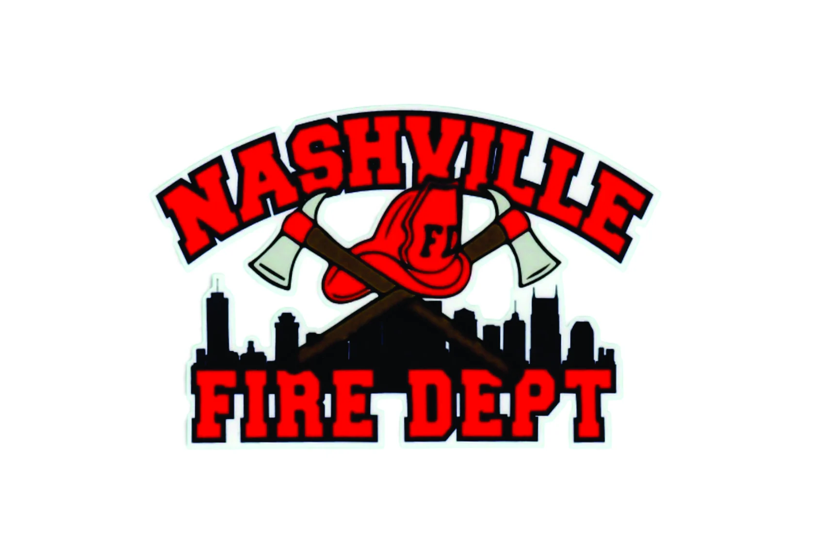 Nashville Fire Department Helmet Axe White Skyline Decal