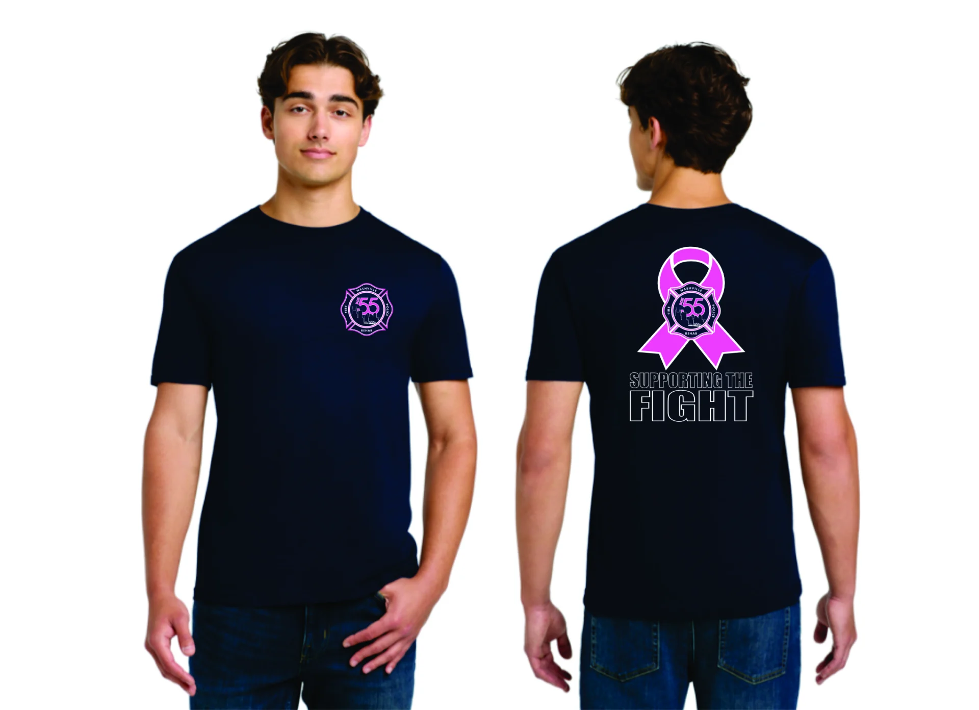 Box 55 Association Breast Cancer Supporting the Fight Short Sleeve T-Shirt