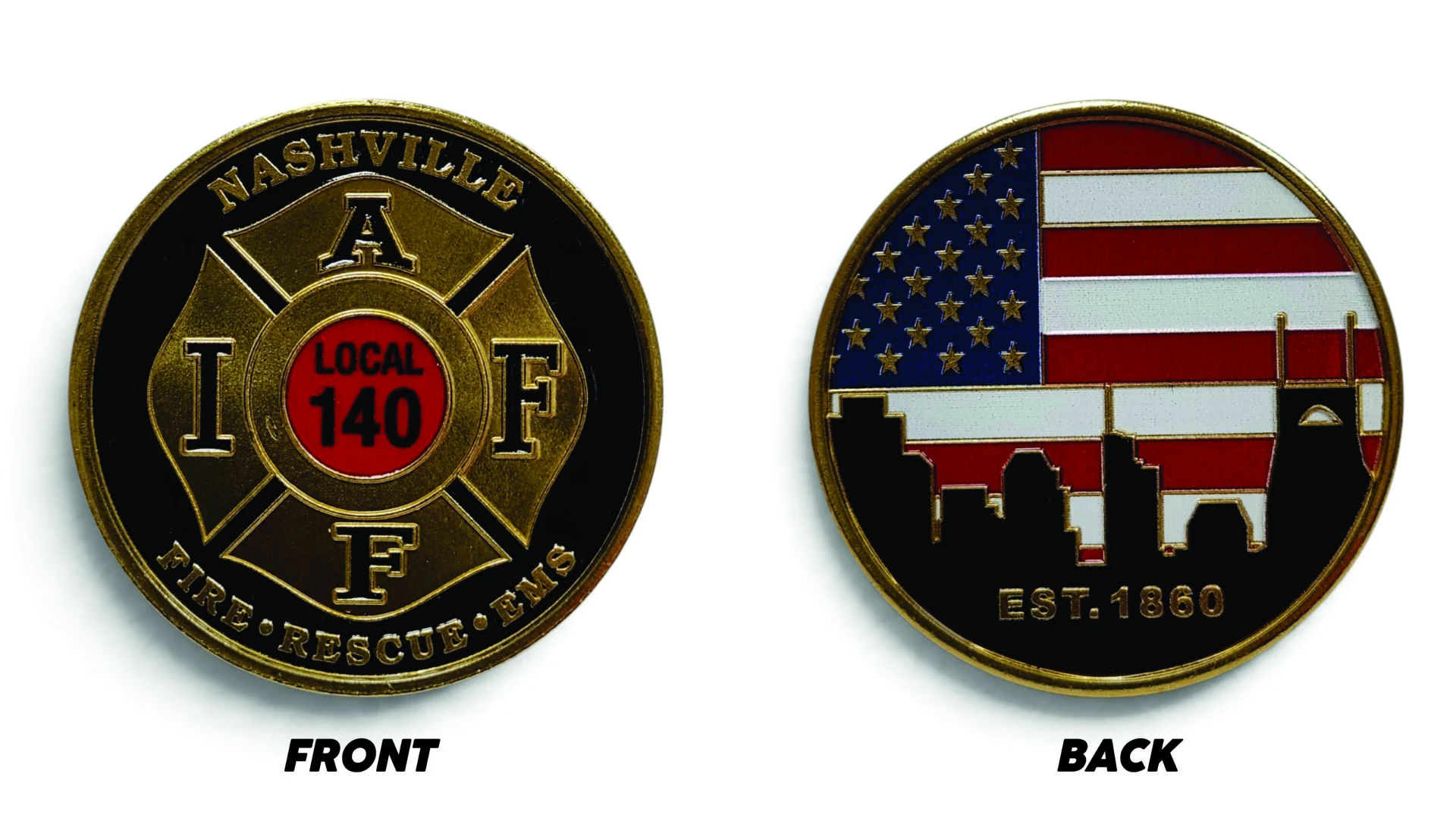 IAFF Local 140 Union Nashville Fire Department Challenge Coin