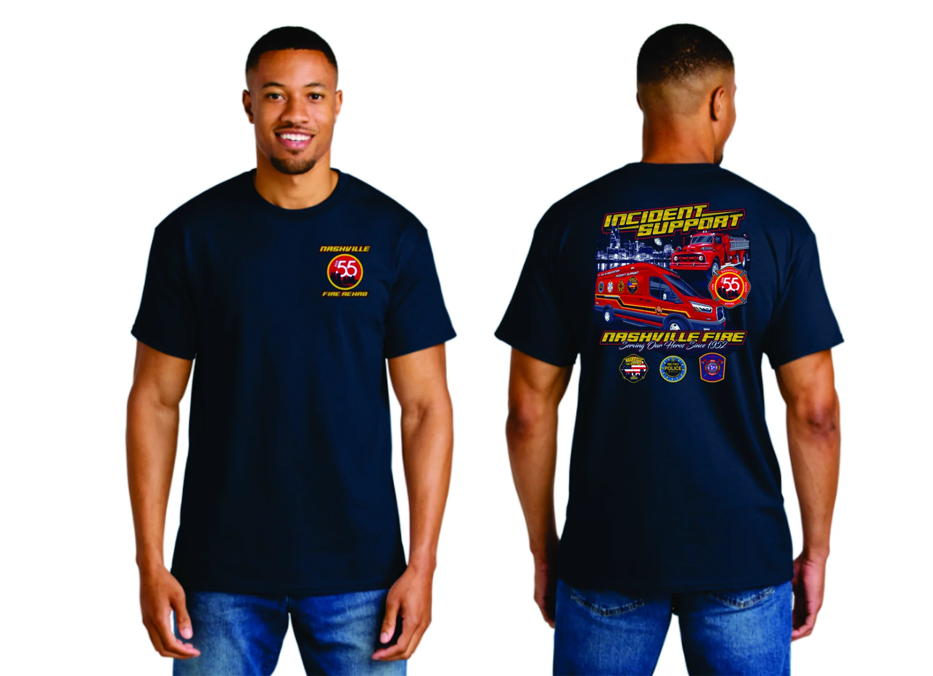 Box 55 Association Nashville Fire Rehab Incident Support Short Sleeve T-Shirt